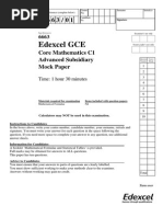 Edexcel GCE: Core Mathematics C1 Advanced Subsidiary Mock Paper