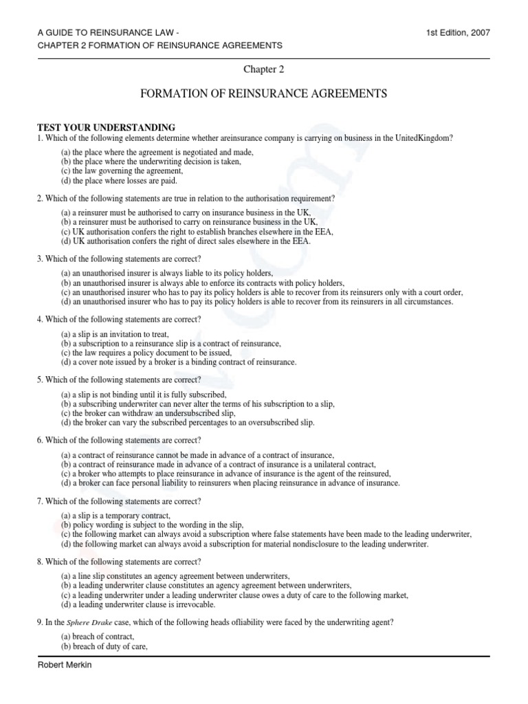 Understanding Reinsurance Agreements | PDF | Reinsurance | Financial Risk