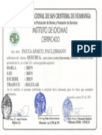 certificado Quechua