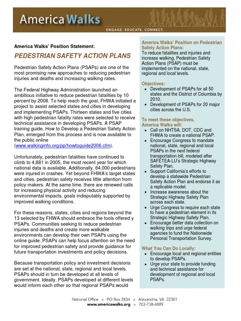 Pedestrian Safety Action Plans Overview | PDF | Federal Highway ...
