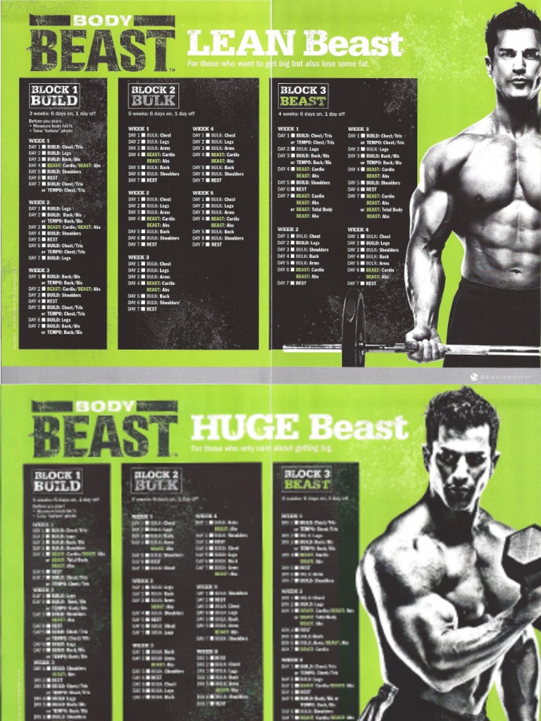  Body Beast Workout Calendar for Fat Body