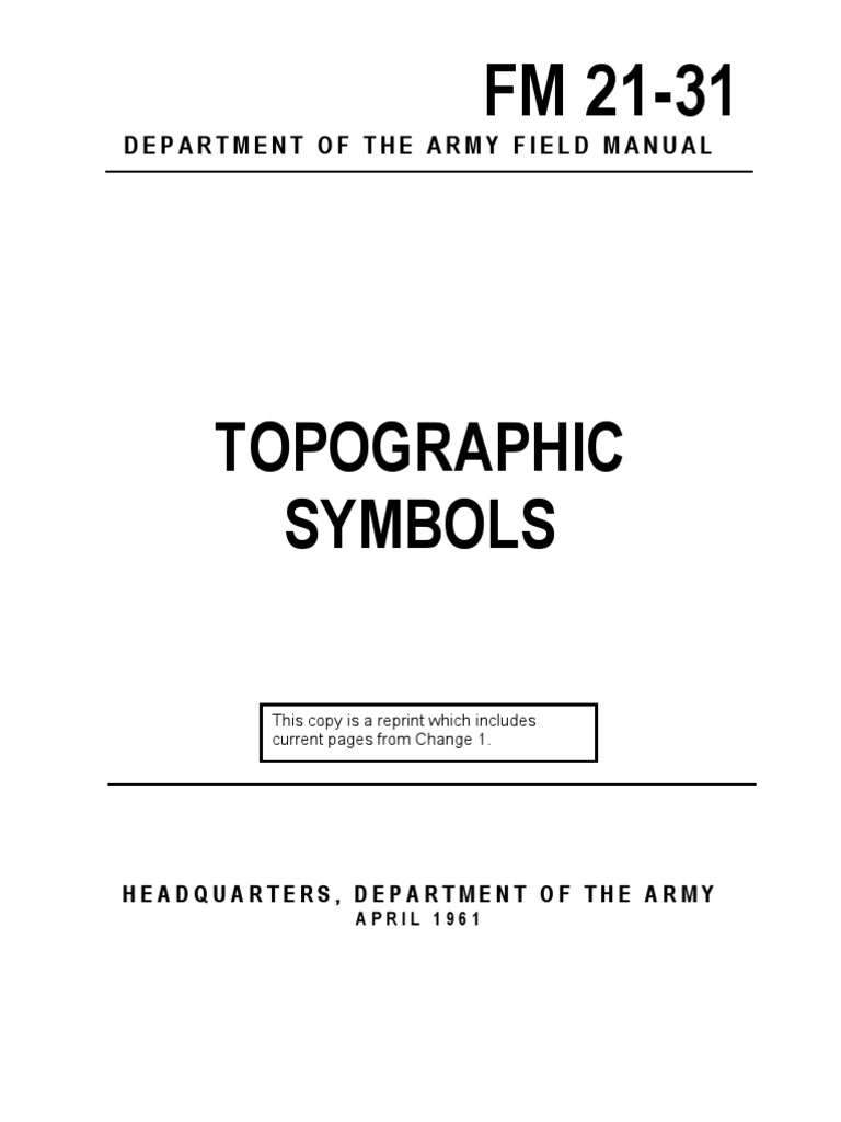 Army fm21 31 Topographic Symbols Contour Line Map