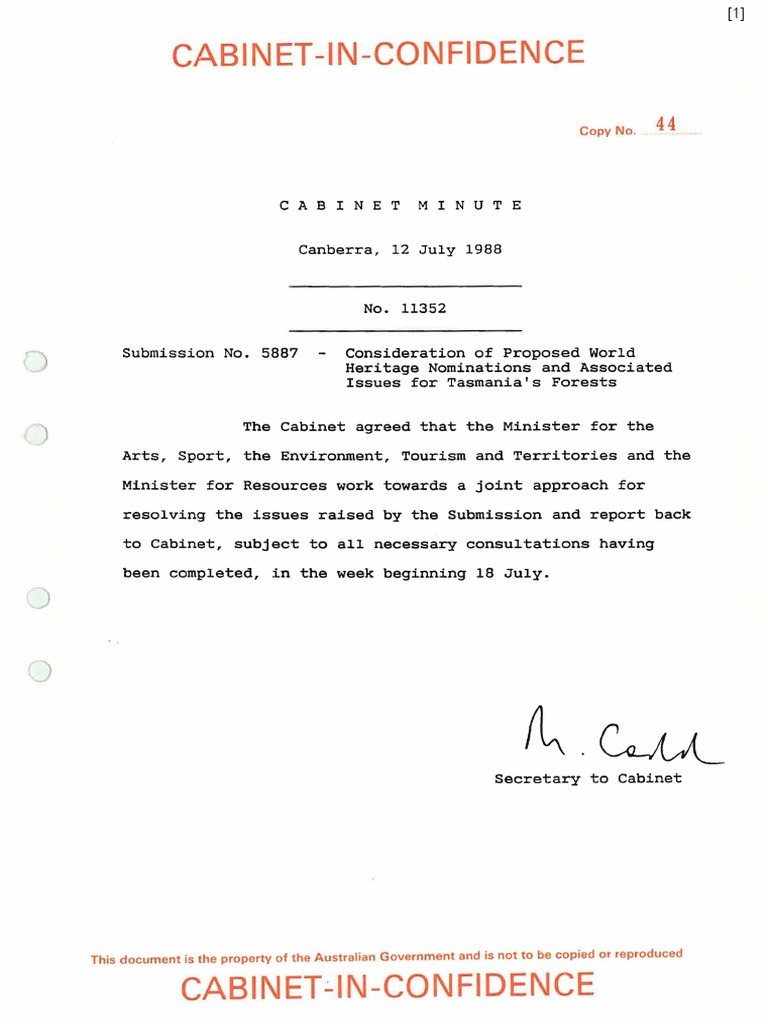 1988-89 Cabinet Paper 5887 | PDF | Forestry | Commonwealth Of Nations