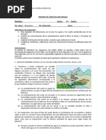 Prueba de Ciencias Naturales 6to Mayo