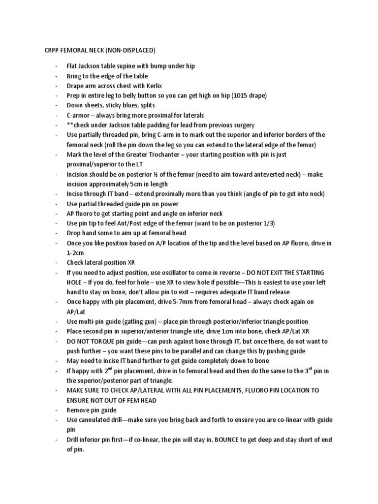 CRPP Femoral Neck | Download Free PDF | Hip | Anatomical Terms Of Location