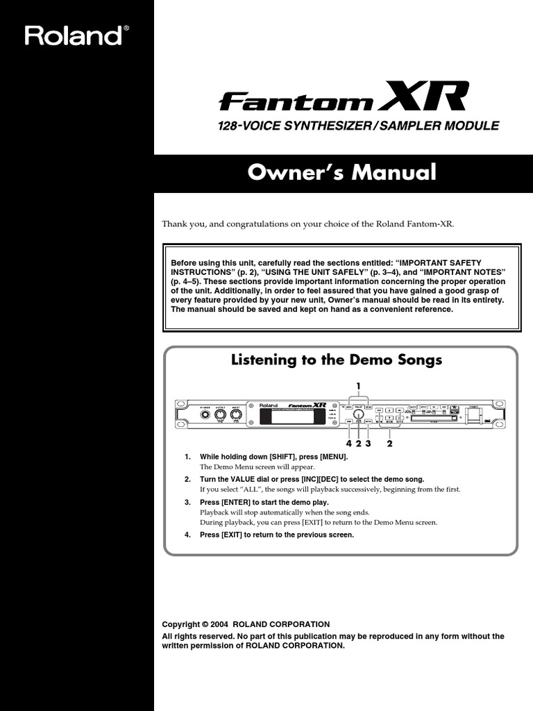 Roland Fantom Xr Manual Synthesizer Electromagnetic Interference