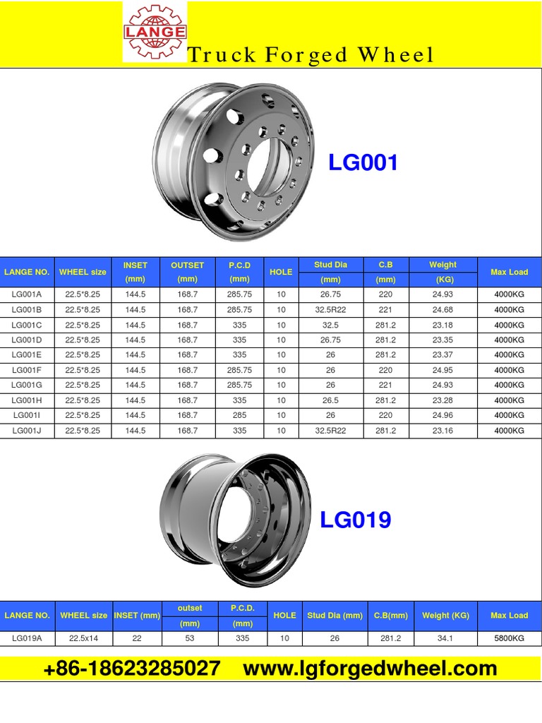  Truck Wheel Specifications 