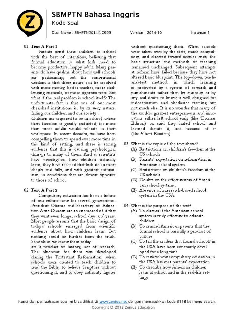 Soal Explanation Text Sbmptn Guru Galeri