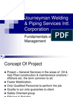 Journeyman Welding & Piping Services Intl. Corporation: Fundamentals of Project Management