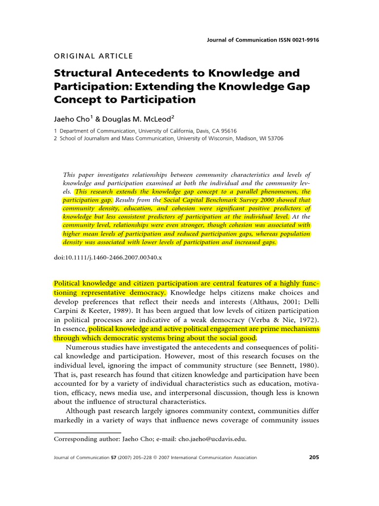 Knowledge and Participation Gaps Analysis | PDF | New Media | Motivation