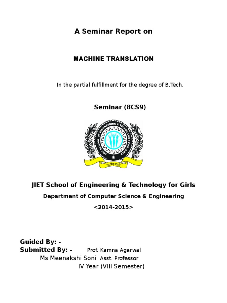 A Seminar Report On Machine Learing | PDF | Statistical Classification ...