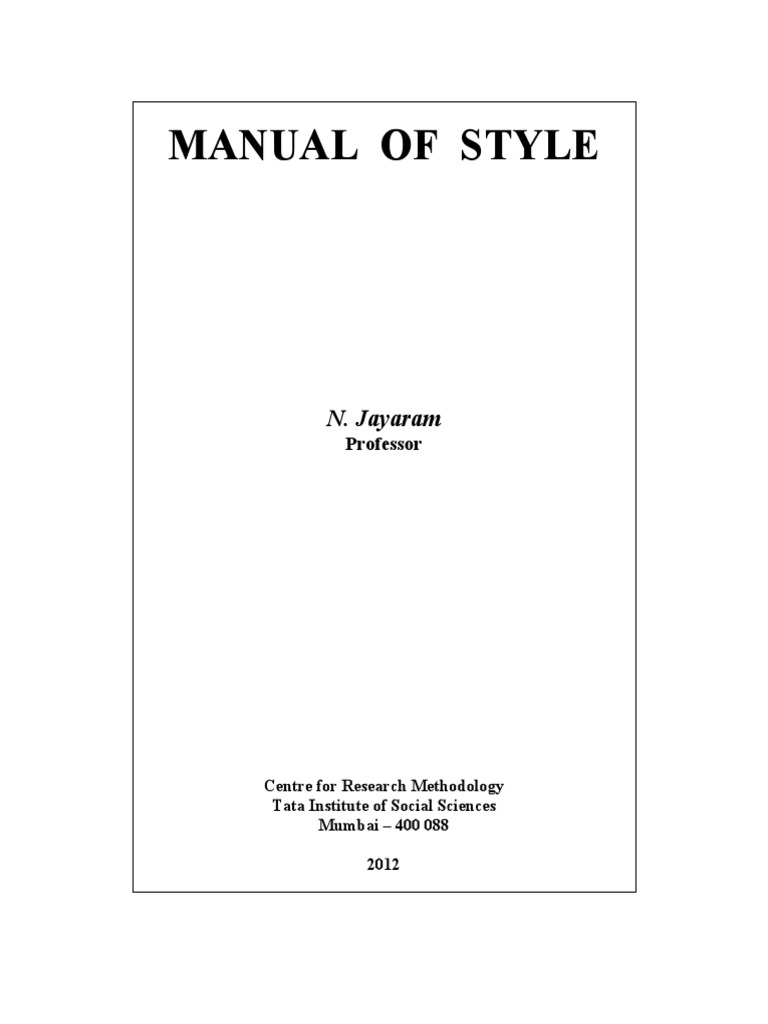 Manual of Style 2013 2012 - TISS | PDF | Art