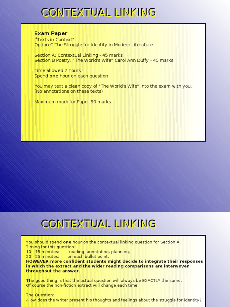 Understanding Contextual Links in Literature | PDF | Identity (Social ...