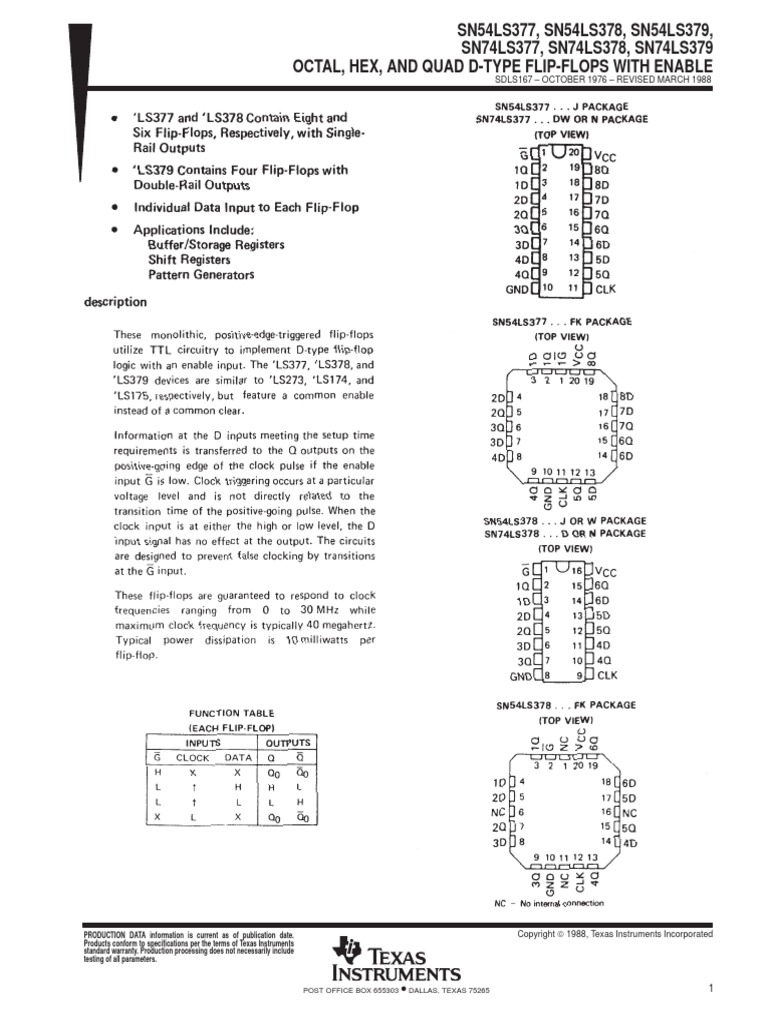 74ls378 FLIP-FLOPS | PDF