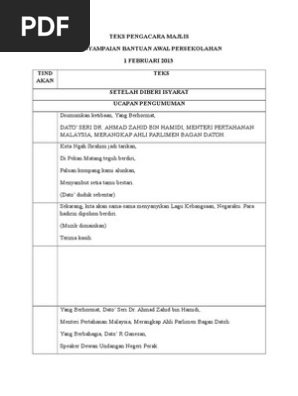 Teks Pengacara Majlis Penyampaian Bantuan Persekolahan Pdf