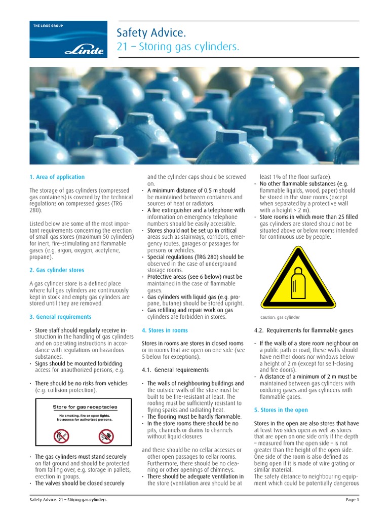 Gas Cylinder Storage Regulations Guide | PDF | Propane | Industrial Gases