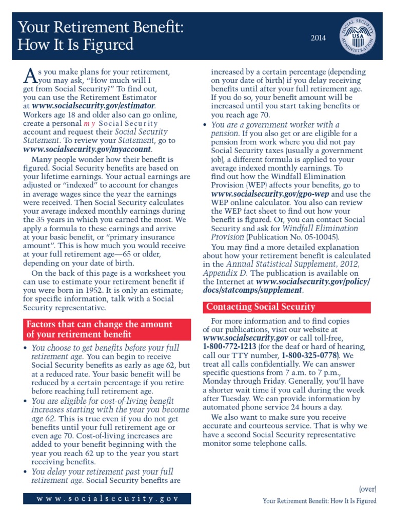 Social Security How Benefits Are Calculated En-05-10070 | PDF | Social