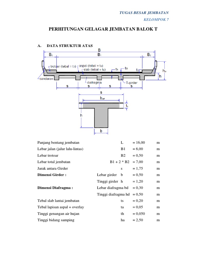 Perhitungan Gelagar Jembatan Balok T  PDF