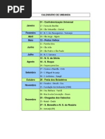 Calendário Da Umbanda