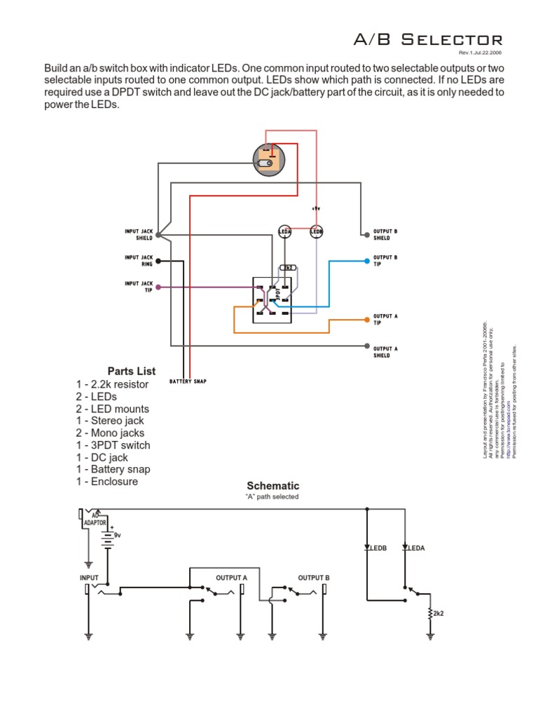 A/B Selector: Parts List | PDF | Home & Garden | Technology & Engineering