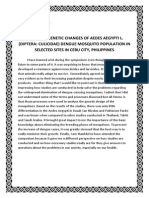 Temporal Genetic Changes of Aedes Aegypti L. (Diptera: Culicidae) Dengue Mosquito Population in Selected Sites in Cebu City, Philippines