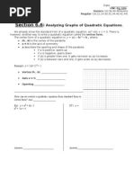 6.6 Analyzing Graphs of Quadratic Eqts