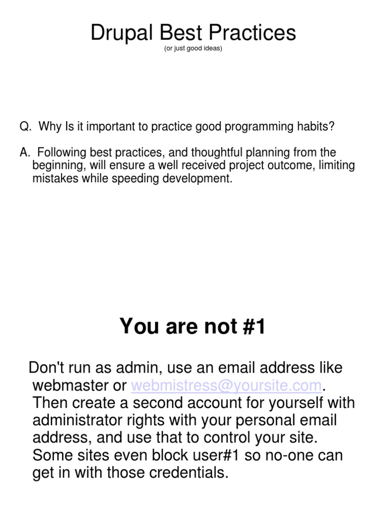 Best Practices for Drupal Development | PDF | Drupal | Email