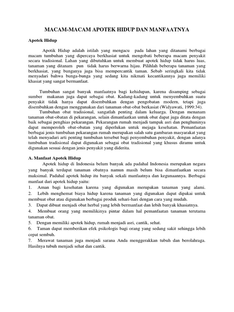 Apotek hidup dan manfaatnyacx