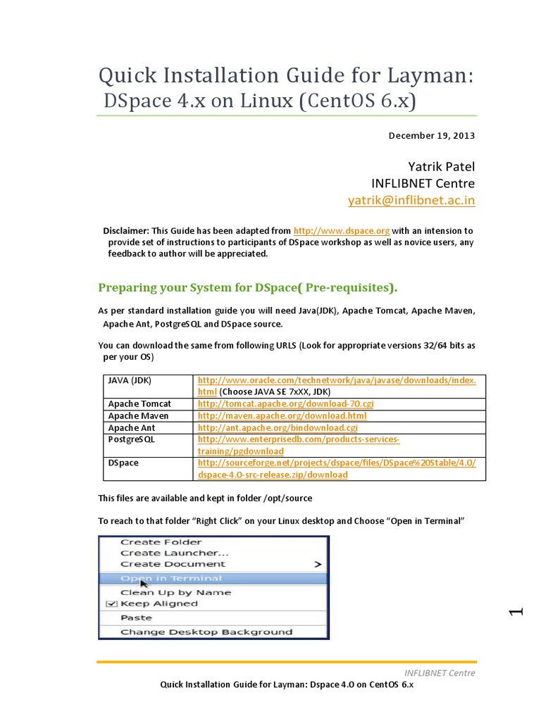 Installing DSpace 4.0 HandsOn For Linux (CentOS) | PDF