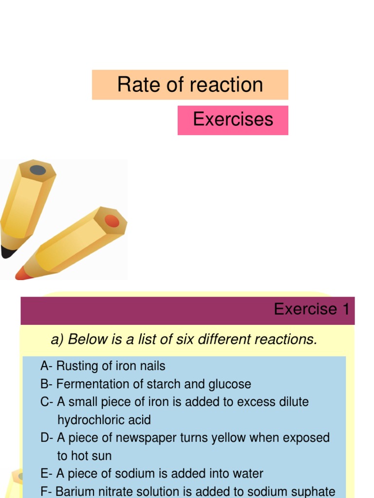 Exercises Rate of Reaction | PDF | Chemical Reactions | Magnesium