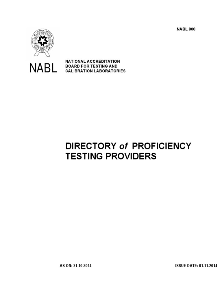 NABL Proficiency Testing Providers List | PDF