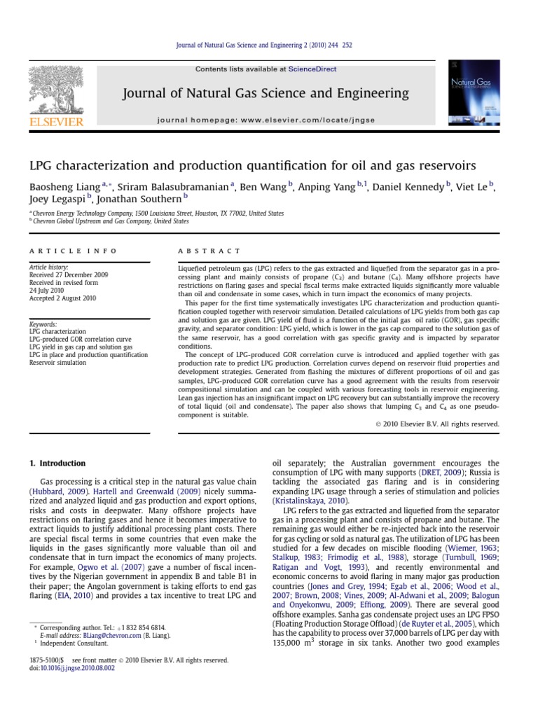 LPG Characterization and Production Quantification For Oil and Gas ...