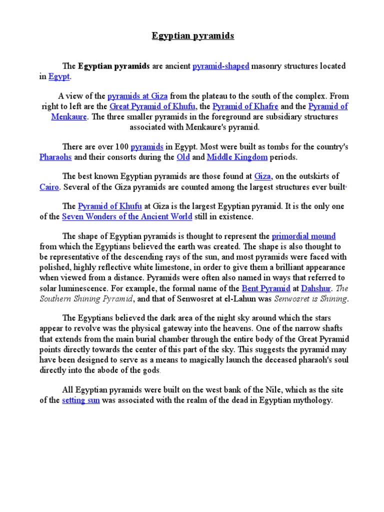 Egyptian Pyramids: Pyramid-Shaped Egypt Pyramids at Giza Great Pyramid ...