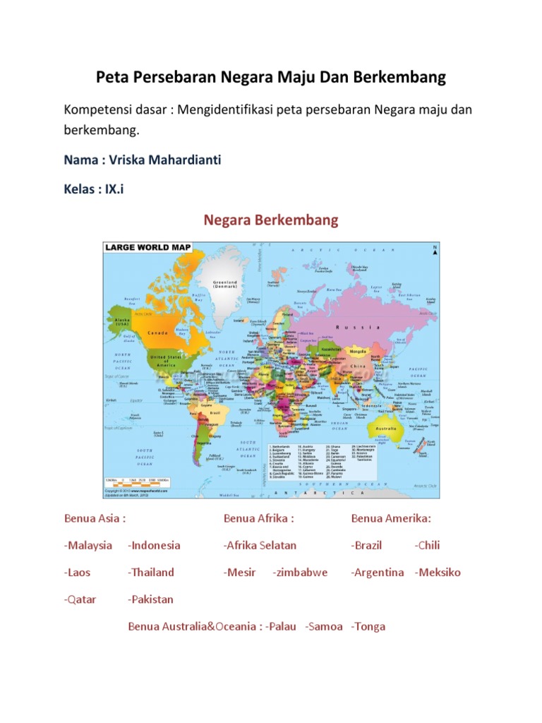 Peta Persebaran Negara Maju Dan Berkembang