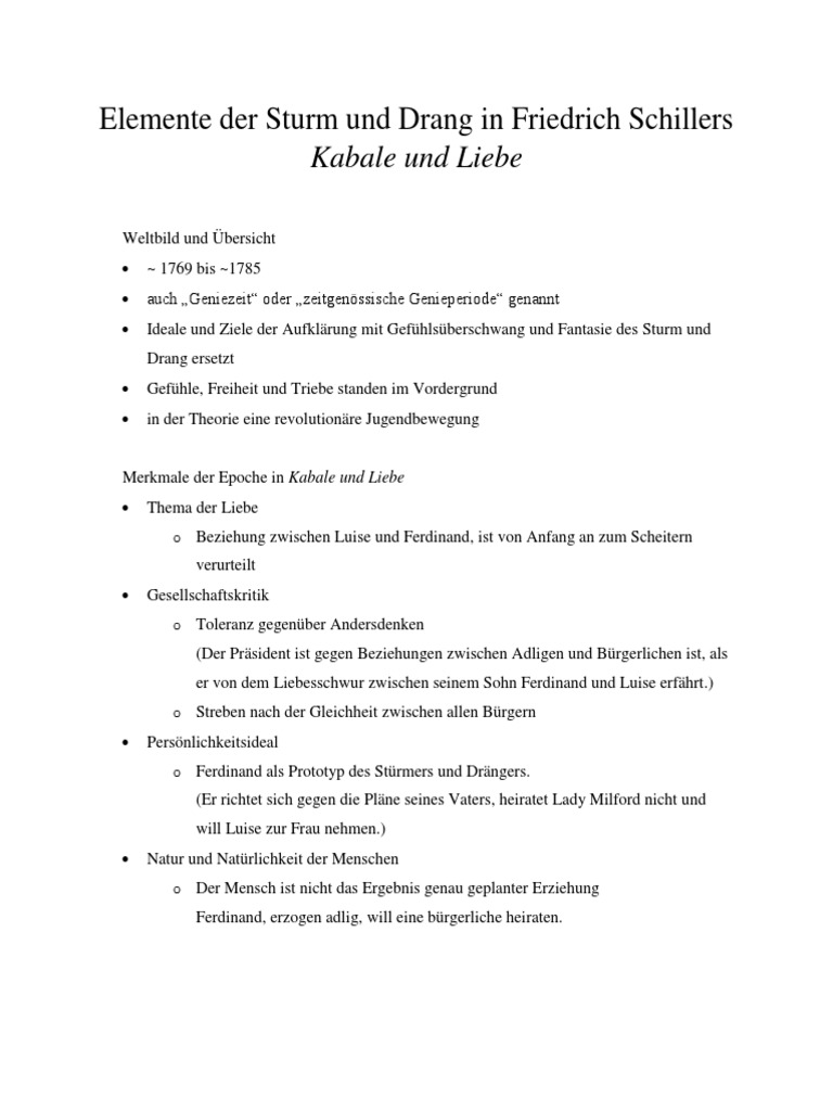 Elemente der Sturm und Drang