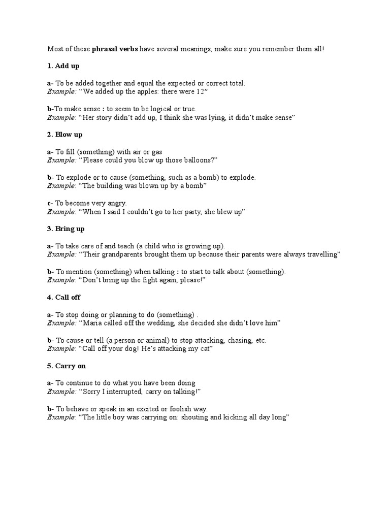 Most Common Phrasal Verbs | PDF | Language Arts & Discipline
