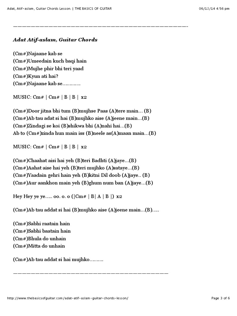 06/12/14 4:56 PM Adat, Atif-Aslam, Guitar Chords Lesson. - THE BASICS OF  GUITAR | PDF, image size:768x1024