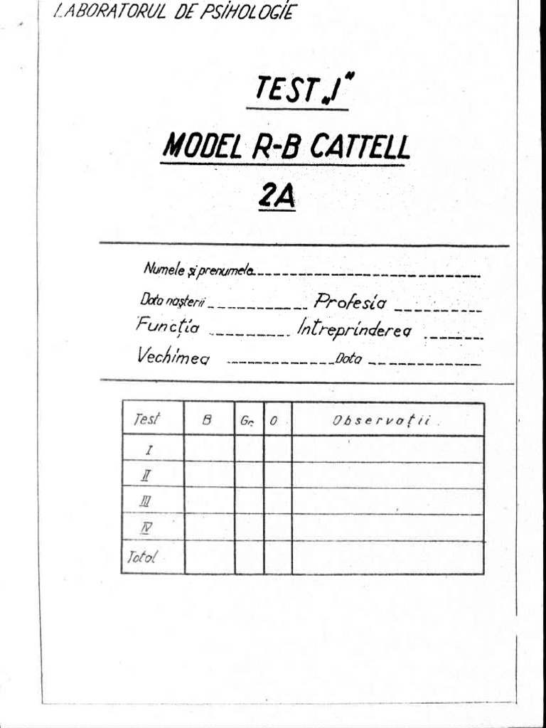 Test i Model Rb Cattell 2a