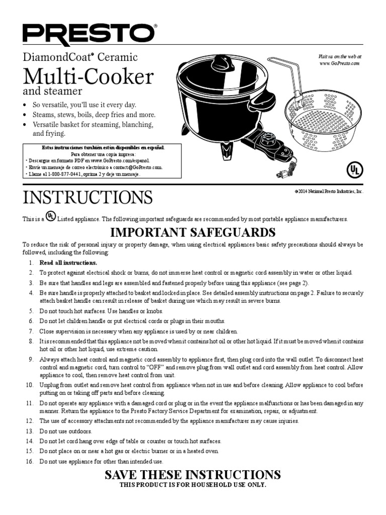 Multi Cooker manual Cooking Oil Ac Power Plugs And Sockets