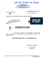 COMUNICADO ALTERAÇÕES N.º 44 FUTEBOL 11_ALTERAÇÃO DE JOGOS MARCADOS ENTRE 7 e 9 NOVEMBRO 2014