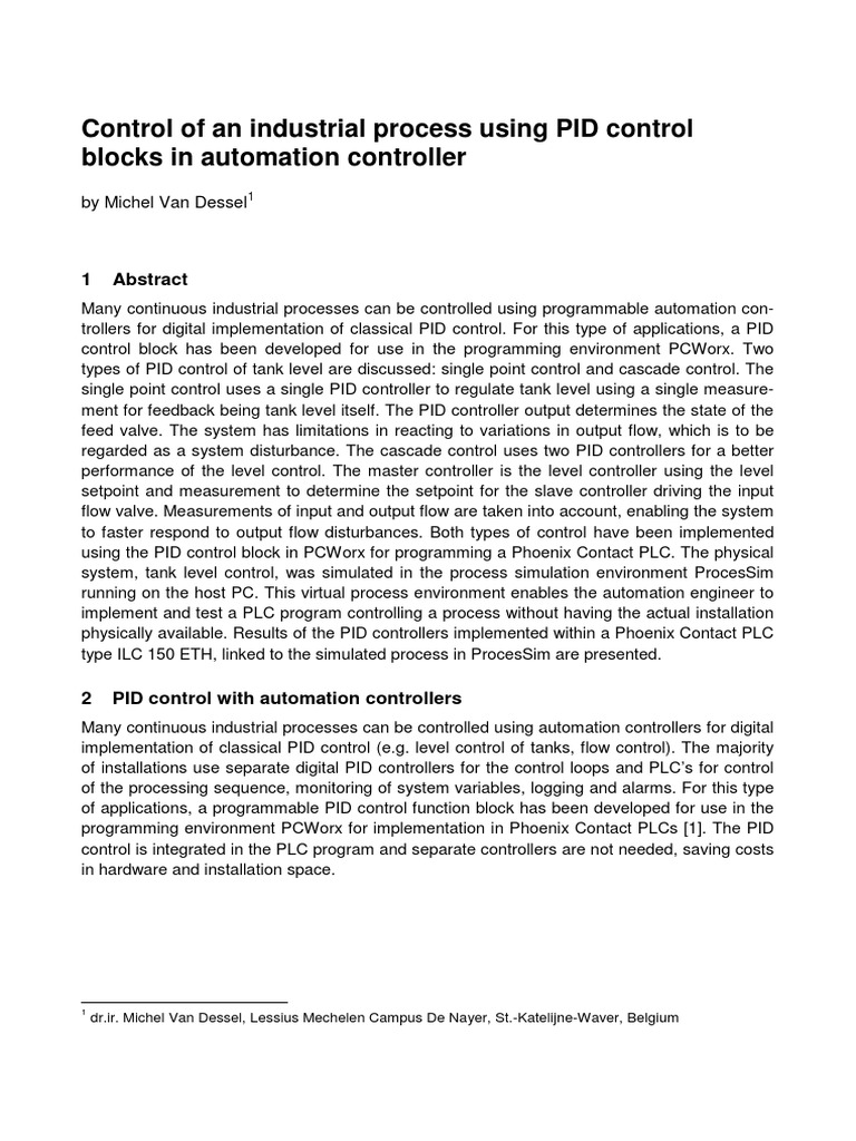 Control of An Industrial Process Using PID Control Blocks PDF | PDF ...