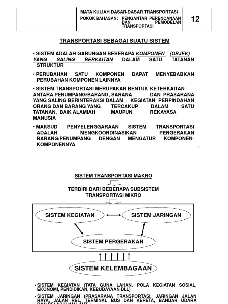 Dasar-Dasar Sistem Transportasi | PDF | Bisnis