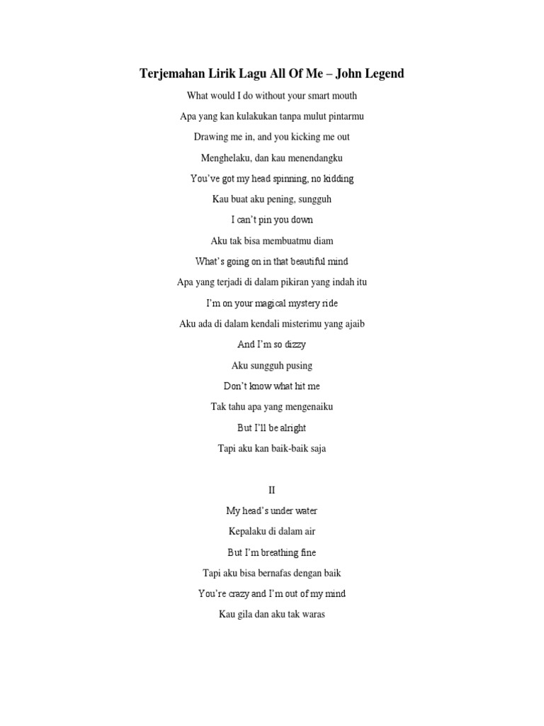 Terjemahan Lirik Lagu All Of Me Pdf