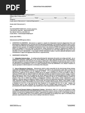 Subcontractor Agreement