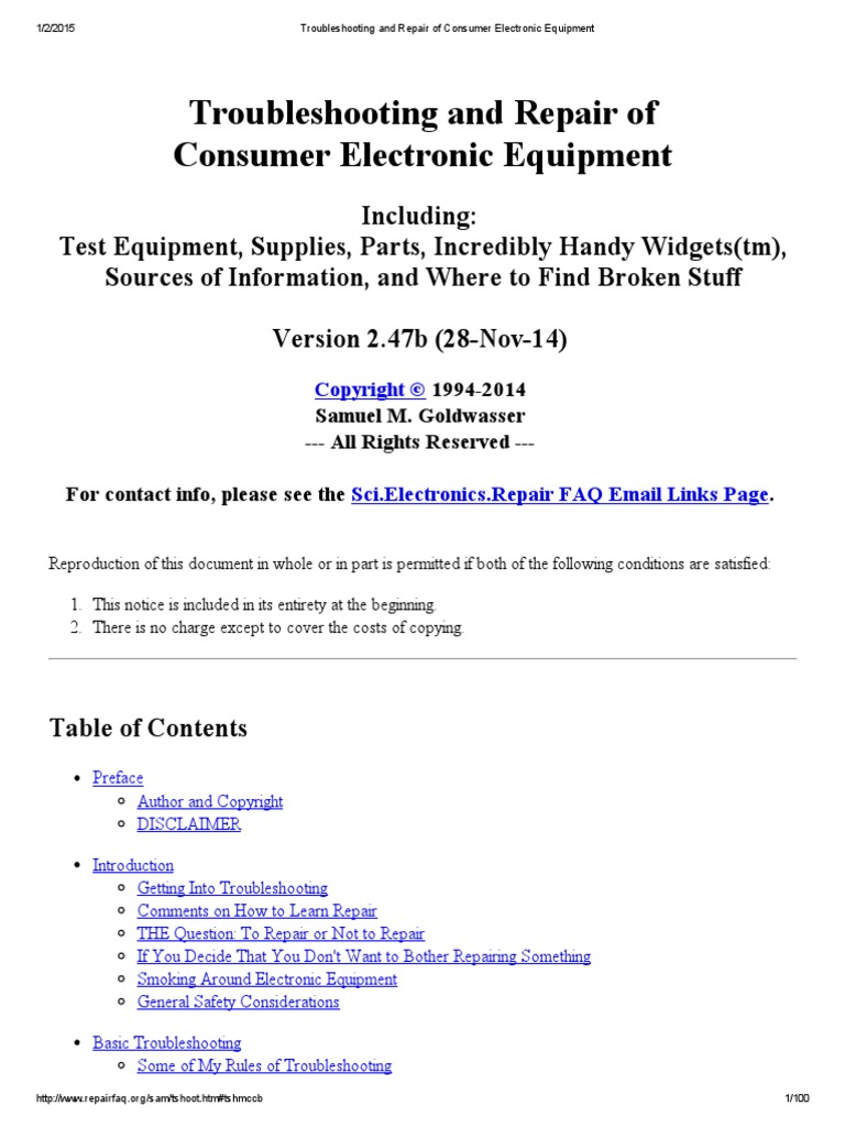 BASIC ELECTRONIC TROUBLESHOOTING AND REPAIR GUIDE PDF intelligence overview
