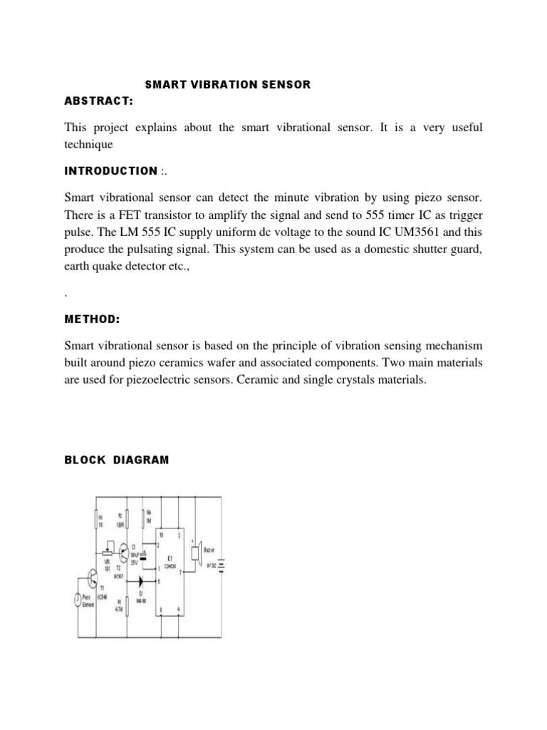 Smart Vibration Sensor Abstract | PDF | Science & Mathematics | Computers