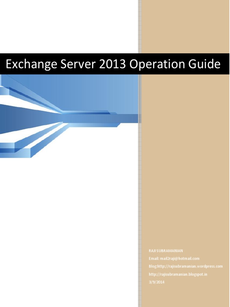 Exchange Server 2013 Operation GuideV3 | PDF | Microsoft Outlook ...
