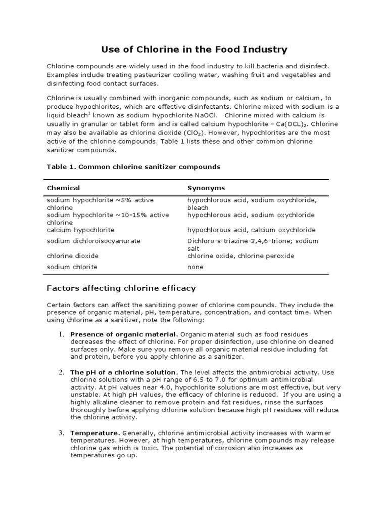 Chlorine Articles Chlorine Hazard Analysis And Critical Control