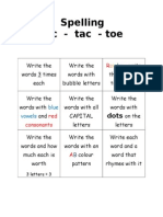 Spelling Tic Tac Toe