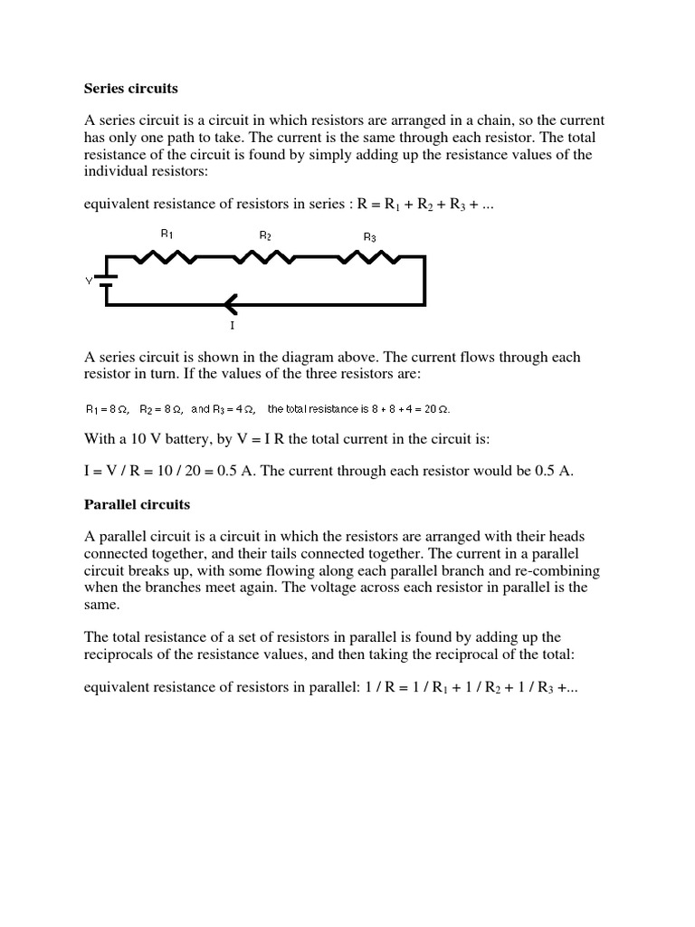 Series Circuits and Parrallel Circuits | PDF | Series And Parallel ...